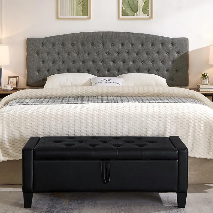 24KF Upholstered Tufted Button Linen Wall Mounted Headboard,Comfortable Fashional Headboard King/CA King Size, 6055-K-Granite