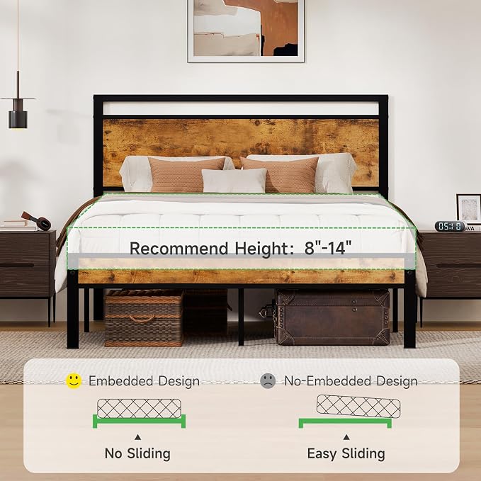 Z-hom Easy Assembly Sturdy Metal Platform Bed, Queen Size Bed Frame with Headboard & Footboard, Anti-Slip & Silent Support, No Box Spring Needed with Underbed Storage, Modern Bedroom Furniture