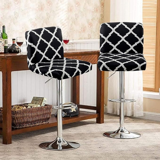 Levoberg Bar Stools Cover Set of 4 Printed Armless Swivel Barstools Slipcovers with Backs Stretch Square Counter Height Bar Stools Covers Modern Style #1