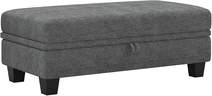 Belffin 45.9" Storage Ottoman Bench Oversized Ottoman for Footrest Upholstered Entryway Bench with Seating for Bedroom, Living Room. Light Grey