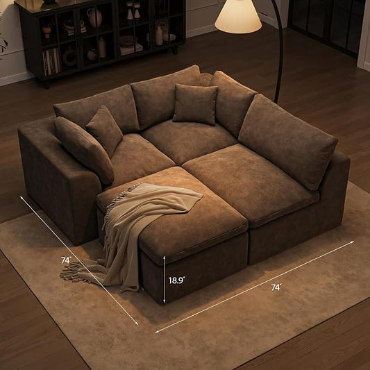 36 Inch Brown Modular Sectional Sofa Couch Single Seat Sofa Couch