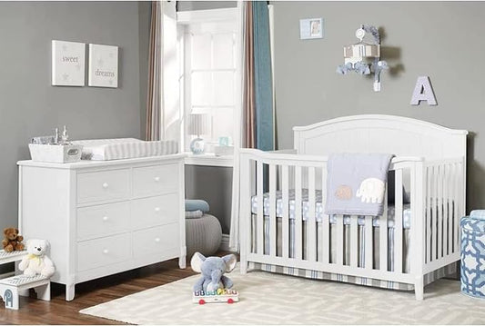 Sorelle Furniture Fairview Crib, Classic 4-in-1 Convertible Crib, Made of Wood, Non-Toxic Finish, Wooden Baby Bed, Toddler Bed, Child’s Daybed and Full-Size Bed, Nursery Furniture -White