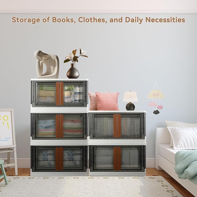 Storage Bins, Cabinet with Lids, Extra Large Useful Box, 19 Gallons (72L) Capacity (Each One), 2 Packs, Collapsible, Transparent, Home Organizer