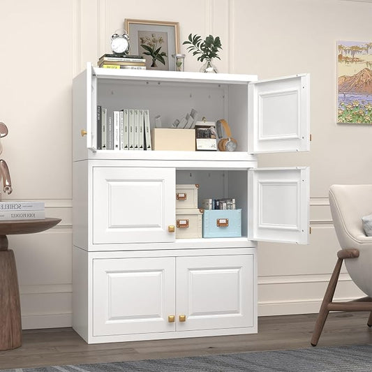SteeLoong 15" Wall Storage Cabinet,White Bathroom Wall Mounted Cabinet,Metal Armoire Wardrobe Closet Storage Cabinets for Basement,Livingroom Home Office