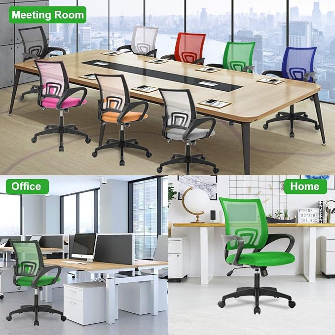 BestOffice Home Office Chair Ergonomic Desk Chair Mesh Computer Chair with Lumbar Support Armrest Executive Rolling Swivel Adjustable Mid Back Task Chair,Green