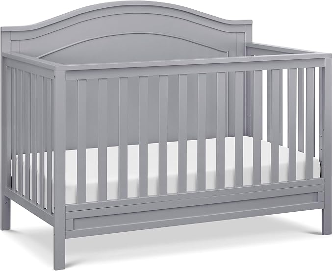 Davinci Charlie 4-in-1 Convertible Baby Crib - GREENGUARD Gold Certified Convertible Crib to Toddler Bed, Daybed, Full-Size Wooden Bed and Durable - 4 Adjustable Mattress Heights - Grey