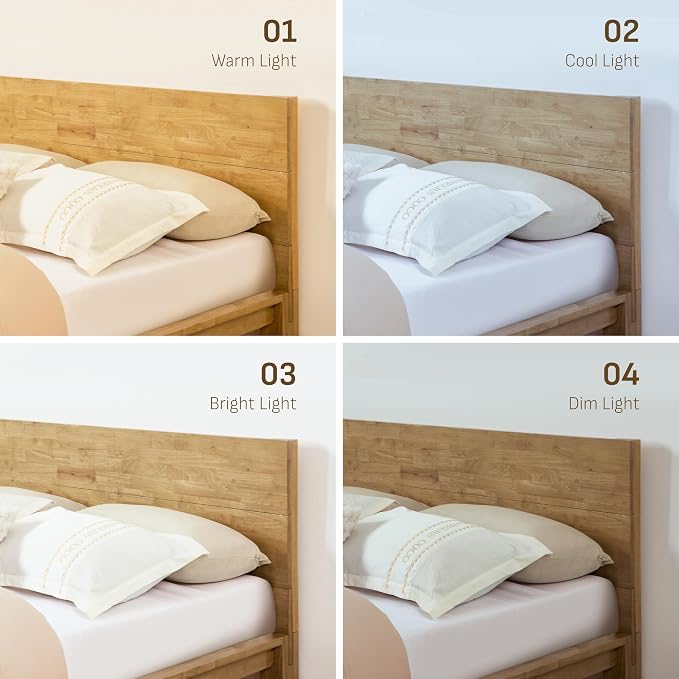 Softa Mikor King Japanese Joinery Bed Frame with Headboard, Solid Rubberwood, 1500 Lbs Heavy Duty Slats Support, SGS Certified, No-Tool Setup, Hidden Storage, USB-A/C Port, No Box Spring Needed
