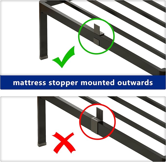yookare King Platform Bed Frame,14" Heavy Duty Metal Mattress Foundation, Rounded Safety Corners & Recessed Legs,Mattress Retainers,Easy Assembly,Noise Free Steel Slat Support,No Box Spring Needed