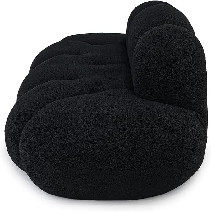JACH 3 Seater Cloud Sofa for Living Room, Modern Sherpa Upholstered Couch, Minimalist Leisure Sofa, Comfy Cloud Couch for Apartment, Small Space, No Assembly Required (Black)