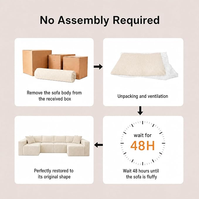 Claiks 128" Modular U Shaped Couch, Sectional Deep Seat Sofa with Pet Stair, Khaki