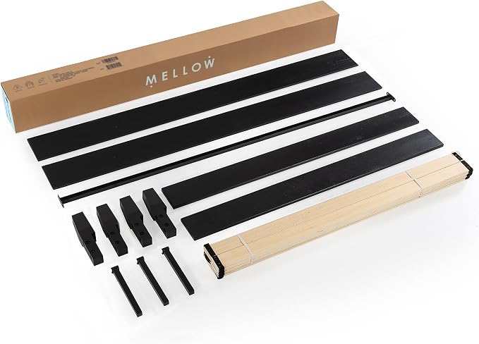 Mellow Naturalista Grand 12 Inch Solid Wood Platform Bed with Wooden Slats, Easy Assembly, Full, Black