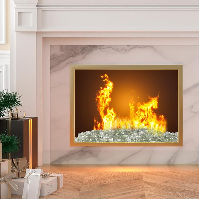 Clear Fire Pit Glass Cube, Tempered Glass Bead for Fireplace, Firepit Table Indoor or Outdoor, Propane and Natural Gas, 10 Pounds Fire Rocks, Heat Resistant, No Poping, Crystal Reflective