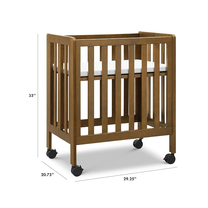 Carter's by Davinci Colby Grow 6-in-1 Convertible Bassinet to Crib in Walnut, Portable Design with Removable Wheels, Wooden Baby Bed w/Four Adjustable Heights | GREENGUARD Gold and FSC Certified