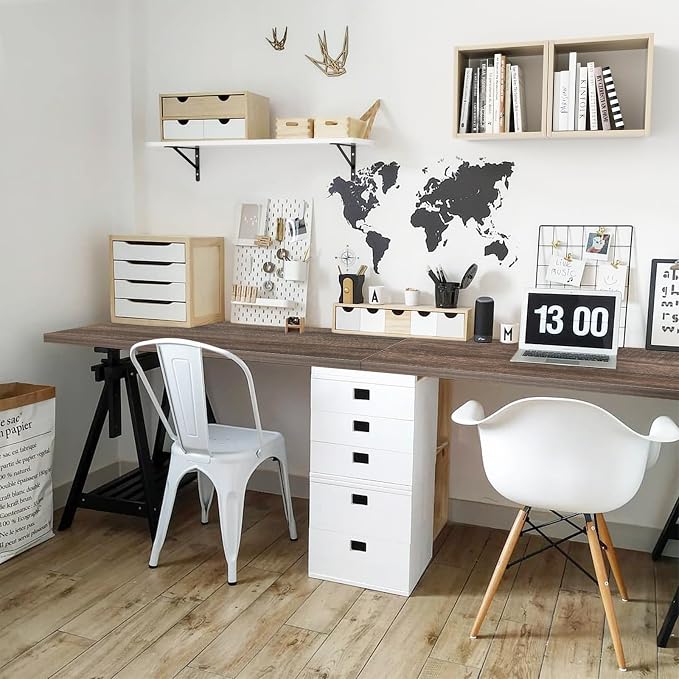 Kaboon Universal Tabletop 60"x18", Solid One-Piece Melamine Table Top, Double Desk L-Desk DIY, Home and Office Countertop,Eucalyptus