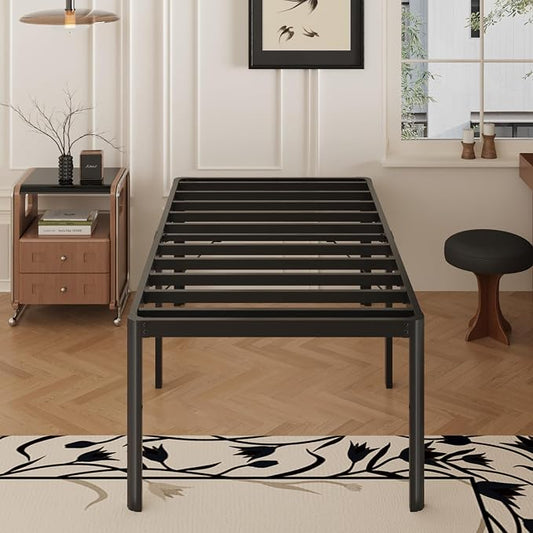 Yicensen 24 Inch High Twin Bed Frames with Rounded Corner Legs, Heavy Duty Metal Twin Size Platform Bed Frame No Box Spring Needed, Easy Assembly, Noise Free, Black