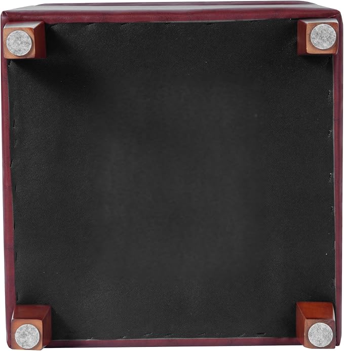 HomePop 18" Leatherette Tufted Square Storage Ottoman - Red