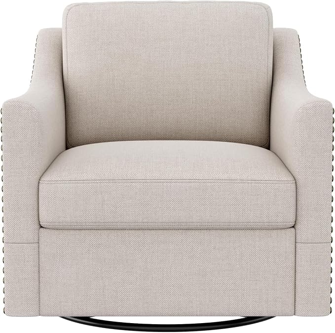 Swivel Accent Chair Set of 2,Armchair,Bronze Nail Decoration Comfy Living Room Chair,Single Sofa Chair,Reading Chairs,for Living Room Bedroom Reading Apartment (Cream, 2 Cream)