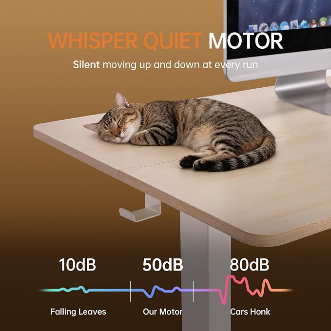 47"x24" Standing Desk Height Adjustable Electric Stand up Desks for Home Office Computer Sit Stand Desk with Two-Piece Desktop with gap LED Display 3 Memory Presets T-Shaped Metal Support,Maple