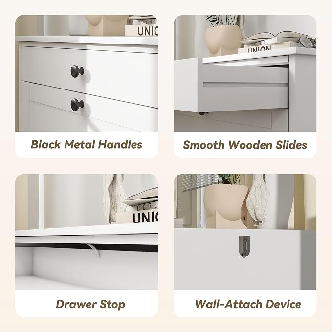 FTZxHKLX Shoe Cabinet with 2 Flip Drawers, Slim Freestanding Hidden Shoe Organizer with Drawer, Pet-Proof Shoe Storage Cabinet for Entryway Living Room Behind The Door, White
