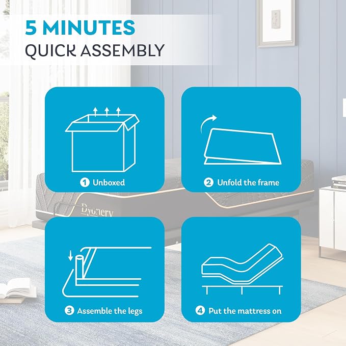 Dyonery Twin XL Adjustable Bed Base Frame with 14 Inch Cooling Copper Memory Foam Mattress, Wireless Remote & Head and Foot Incline, Zero Gravity, CertiPUR-US Certified & Fiberglass Free, 80" × 38"