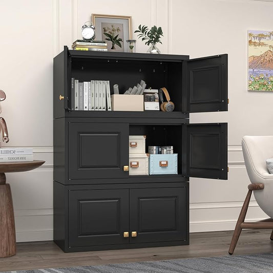 SteeLoong 15" Wall Storage Cabinet,Black Bathroom Wall Mounted Cabinet,Metal Armoire Wardrobe Closet Storage Cabinets for Basement,Livingroom Home Office