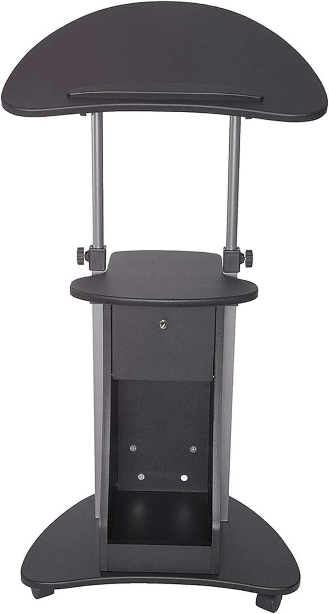 Techni Mobili Sit-to-Stand Mobile Medical Laptop Computer Cart, Black, Adjustable Height, B005