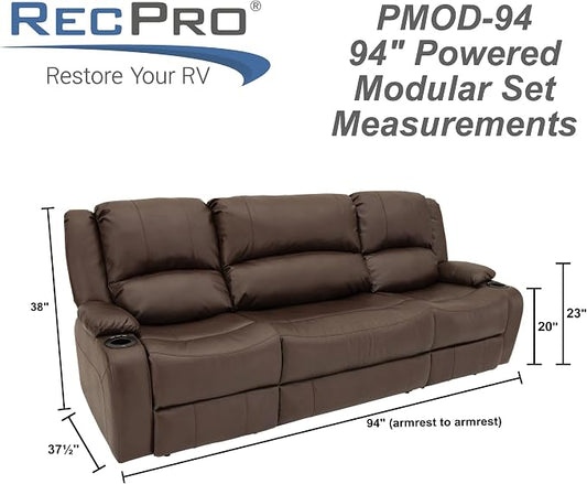 RecPro Charles 94" RV Wall Hugger Reclining Sofa | Chestnut