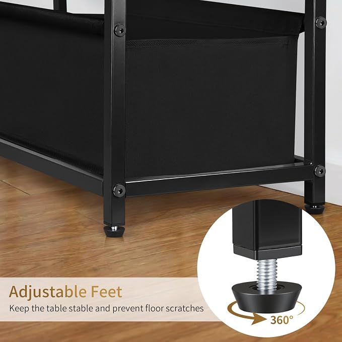 Nesting Nesting End Tables Set of 2, Stacking Side Table with Fabric Storage Basket, Small Nightstand for Small Space, Living Room, Bedroom