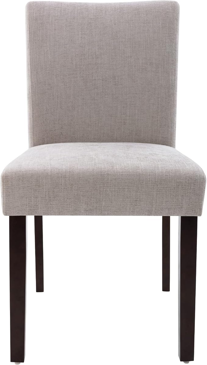 Watson & Whitely Modern Upholstered Dining Chairs, Set of 2, Fabric in Grey | Solid Wood Legs, Padded Seat, Low Back, Modern Armless Parsons Chair for Kitchen, Dining Room, Restaurant