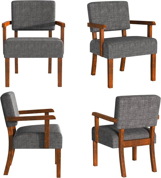 FAGAGA Accent Chair Set of 2 with Table, Living Room Chairs with Soft Seat and Armrests for Living Room Bedroom Reading Room Waiting Room, Grey (AC01)