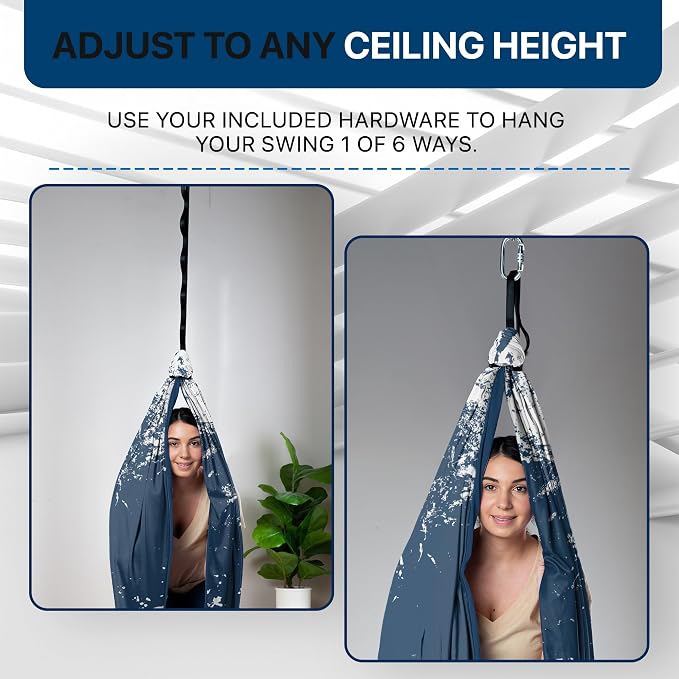 Indoor Sensory Swing for Kids or Outdoor – Holds 300lbs, Double-Layer, & 360° Swivel, Calming Compression Therapy Swing Hammock for Kids & Adults with All Hardware – Sensory-Motor Toys & Gifts