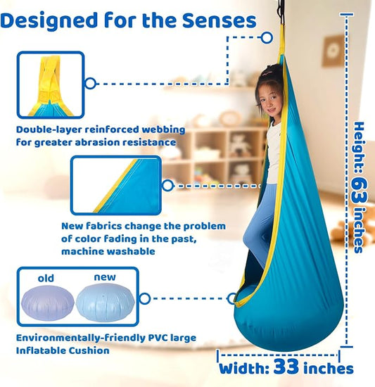 Sensory Pod Swing Hanging Seat Hammock Chair (Teal)