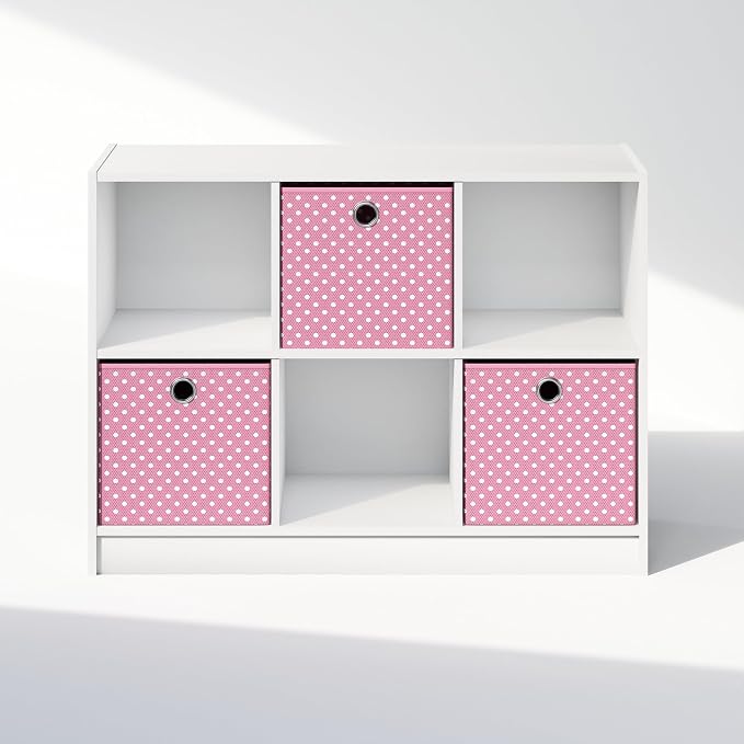 Furinno Cubic Closet Organizers and Storage, 6-Cube Closet Organizer with Bins, Open Shelf Storage, for Wardrobe, Bedroom, Living Room, White