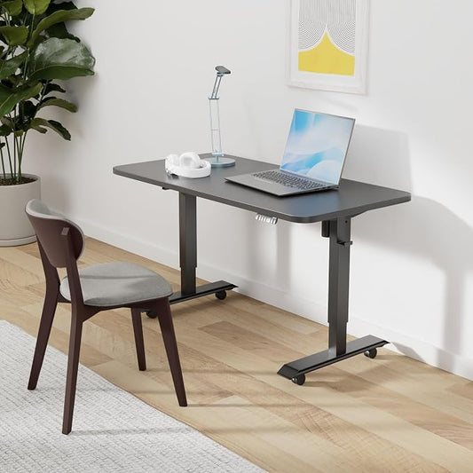 Monomi Electric Height Adjustable Standing Desk, 48x24 Inches, Ergonomic Home Office Sit/Stand Up Desks (Black Steel Frame/Black Top)