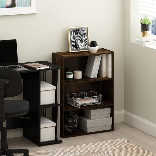 Furinno PASIR Book Shelf, 3-Tier Bookshelf, Storage Shelves Bookcase, 9.7 x 23.7 x 31.5, for Living Room, Bedroom, Home Office, Amber Pine