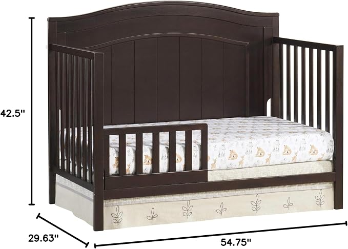 Oxford Baby North Bay 4-in-1 Convertible Crib, Espresso Brown, GreenGuard Gold Certified