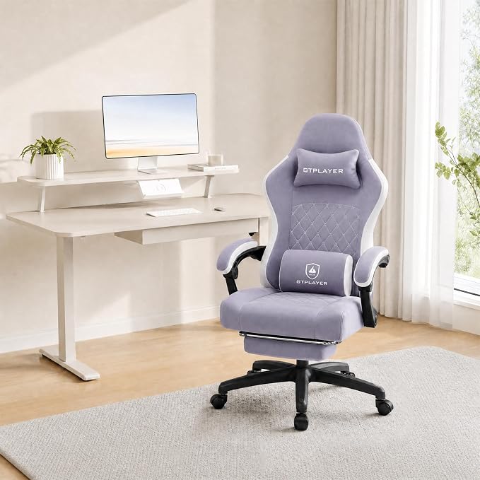 GTPLAYER Gaming Chair, Computer Office Chair with Pocket Spring Cushion, Linkage Armrests and Footrest, High Back Ergonomic Computer Chair with Lumbar Support Task Chair with Footrest