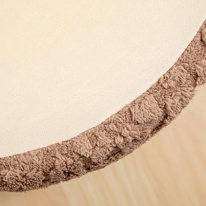 Round Pouf Ottoman 20 x 20 x 14 Inches Boho Poof Home Decor Floor Pouffe Ottoman Foot Rest for Couch Sofa Bean Bag Chairs Living Room Bedroom (Coffee)