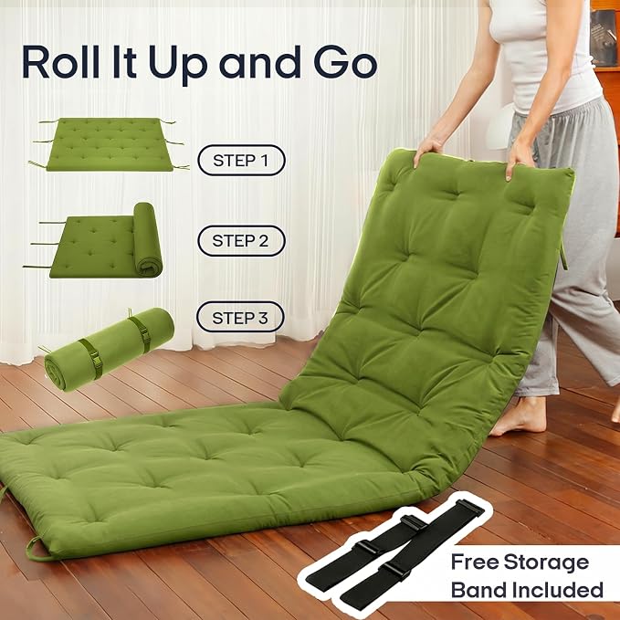 Syrinx Japanese Floor Futon Mattress King Size 80"x76", Foldable Lazy Floor Bed for Adults, Roll Up Lounger Tatami Sleeping Mat, Water Resistant Futon Tatami Mattresses for Home, Travel.