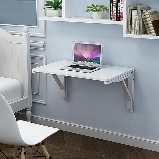 MM MELISEN Wall Mounted Folding Table, 29.5"L x 19.6"W, White, Space-Saving Design