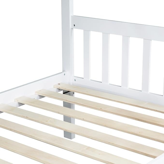 Bellemave Twin Over Twin Bunk Bed with Trundle,Convertible Bunk Beds with Ladder & Safety Guardrails,Twin Size Bunk Beds for Kids Girls Boys,White