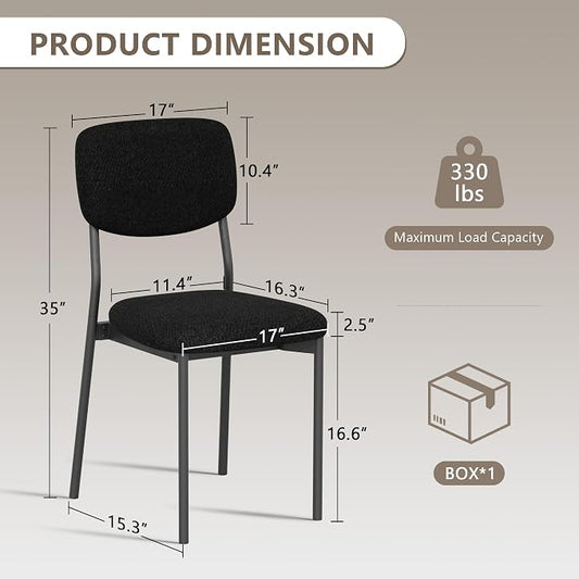 Einhomn Upholstered Dining Chairs Set, Modern Stackable Dining Room Chairs with Soft Velvet Backrest, Kitchen Chairs with Sturdy Metal Legs for Living Room, Restaurant, Set of 2,Black