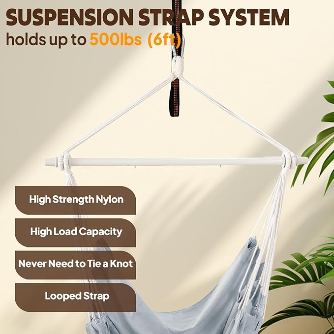 Chihee Hammock Swing Chair - Strong Metal, Collapsible, Portable, Max 500 lbs, Comfortable Seat for Patio & Lawn, Indoor/Outdoor