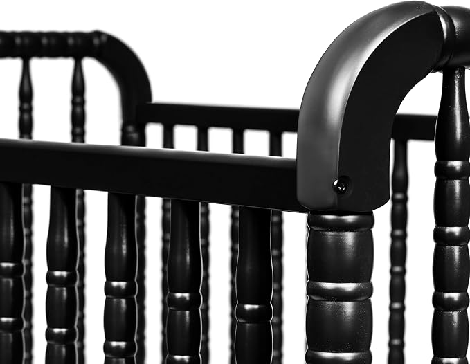 DaVinci Jenny Lind 3-in-1 Convertible Crib in Ebony, Removable Wheels, Greenguard Gold Certified | Converts to Toddler Bed & Daybed, 4 Adjustable Mattress Heights - Conversion Kit Sold Separately - Durable & Easy to Assemble