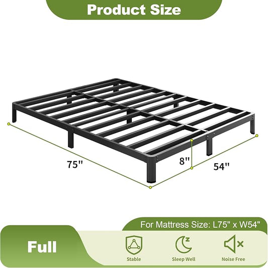 Yicensen 9 Inch Full Bed Frame with Rounded Corner Legs, Heavy Duty Full Size Metal Platform Bed Frame No Box Spring Needed, Easy Assembly, Noise Free, Black