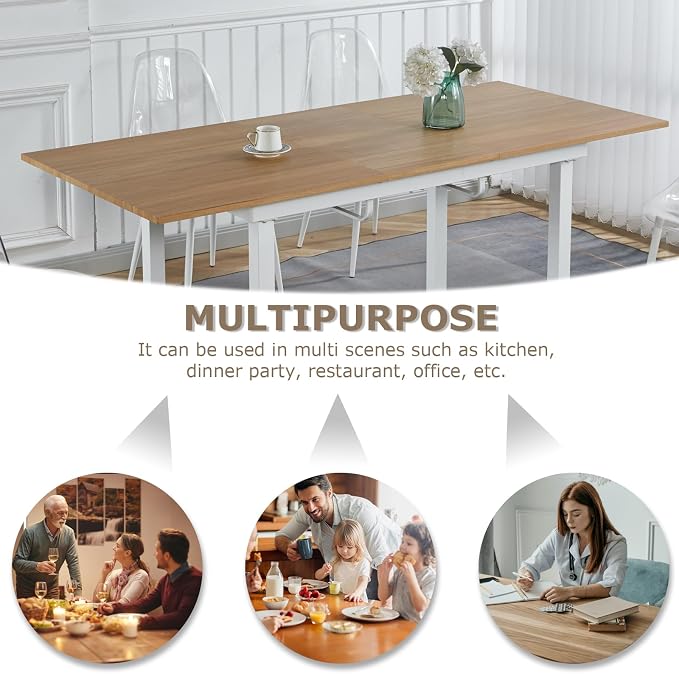 Extendable Dining Table for 4-8 People,70.86''Modern Space-Saving Kitchen Table with Metal Legs,Rectangle Folding Conference Meeting Table for Living Meeting Room Kitchen,Oak