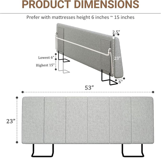 Full Size Headboard Only-No Assembly, Upholstered Headboard Full Size Linen Fabric Modern Style Headboards Extra-Thick, Light Gray