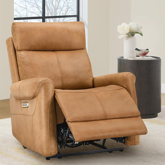 KISLOT Leather Recliner Chair for Adults Wall Hugger RV Recliner with USB Charging Ports Electric Power Reclining Sofa for Living Room Home Theater Seating Bedroom