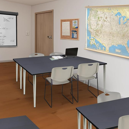 Romig Arco 72 x 24 in. Training Seminar Table- Grey Top, Chrome Tapered Legs