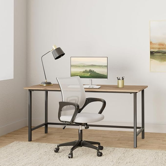BestOffice | Ergonomic Office Chair | Mid-Back Swivel Desk Chair | Breathable Backrest & Lumbar Support | Adjustable Height | Sponge Seat | Rolling Wheels | Grey | for Adults & Women | Pack of 2